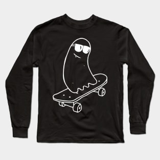 Cool Ghost on Skateboard Funny Skateboarding Gift Long Sleeve T-Shirt